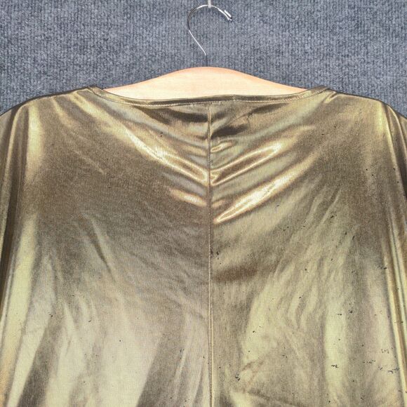 Vintage Joanna Metallic Gold Blouse Womens Size Small Short Sleeve Shiny - Picture 6 of 12